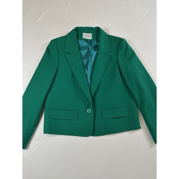 Vtg Pendleton Wool Green 2 Piece Blazer & Skirt Set Academia Sz M Office Work - Picture 7 of 15